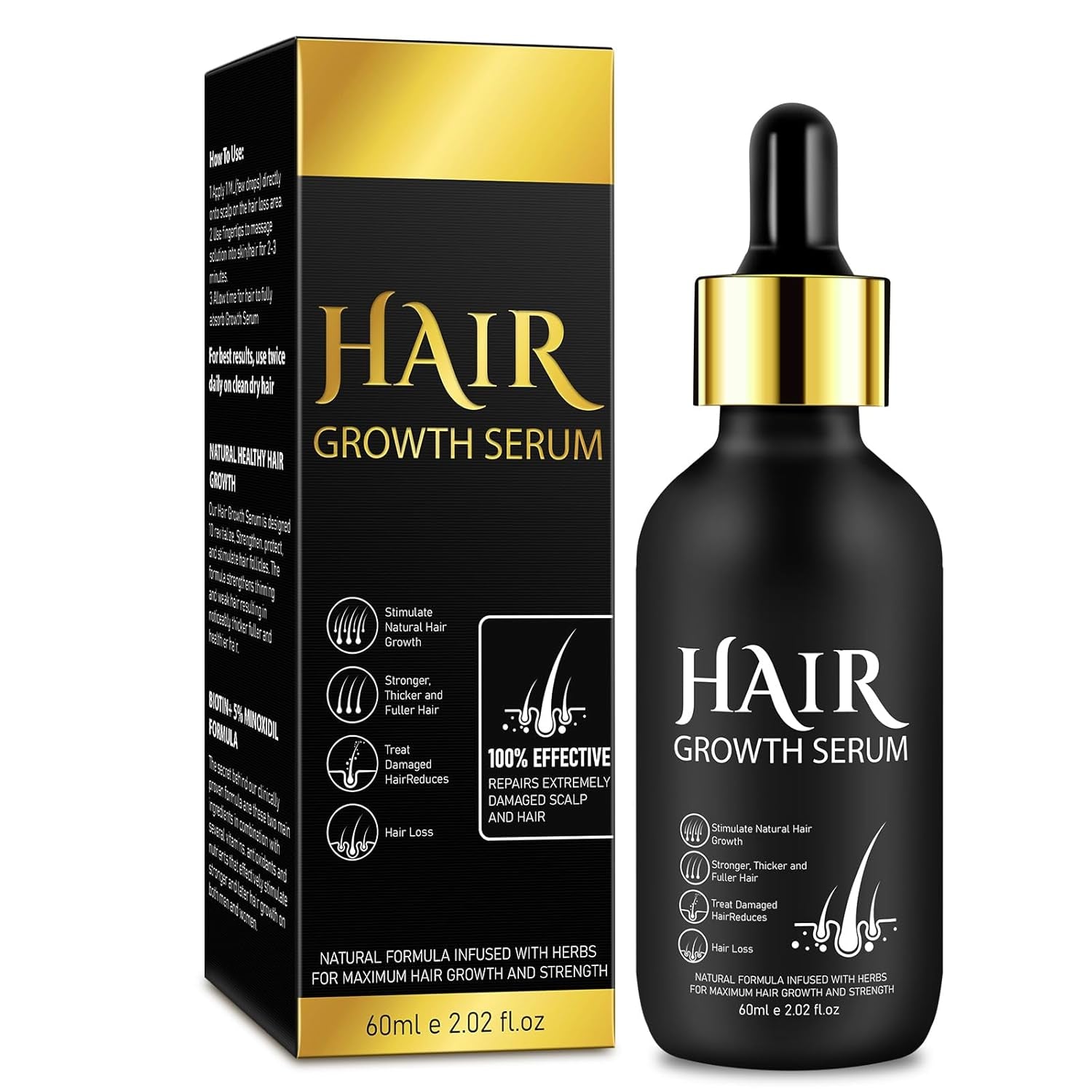 Aceite orgánico para el crecimiento del cabello al 5% - Solución de uso externo - Crecimiento y engrosamiento del cabello - Para la caída y adelgazamiento del cabello masculino - Reactiva los folículos que se encogen - Dispensador de bomba de precisión 60 ml Naty Shop Hair Care Default Title