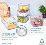 iDesign Cajas de almacenaje para frigorífico, organizador con tapa en juego de 5, cajas de plástico reciclado para organizar consumibles, cajas de almacenaje para alimentos transparentes y blancas Naty Shop