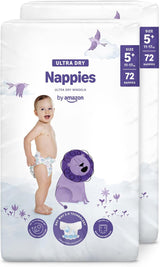 Pañales Amazon Ultra Dry, tamaño 1 (2-5 kg) - Caja mensual, blanco, 96 unidades (2 paquetes de 48) (anteriormente marca Mama Bear, producto idéntico)