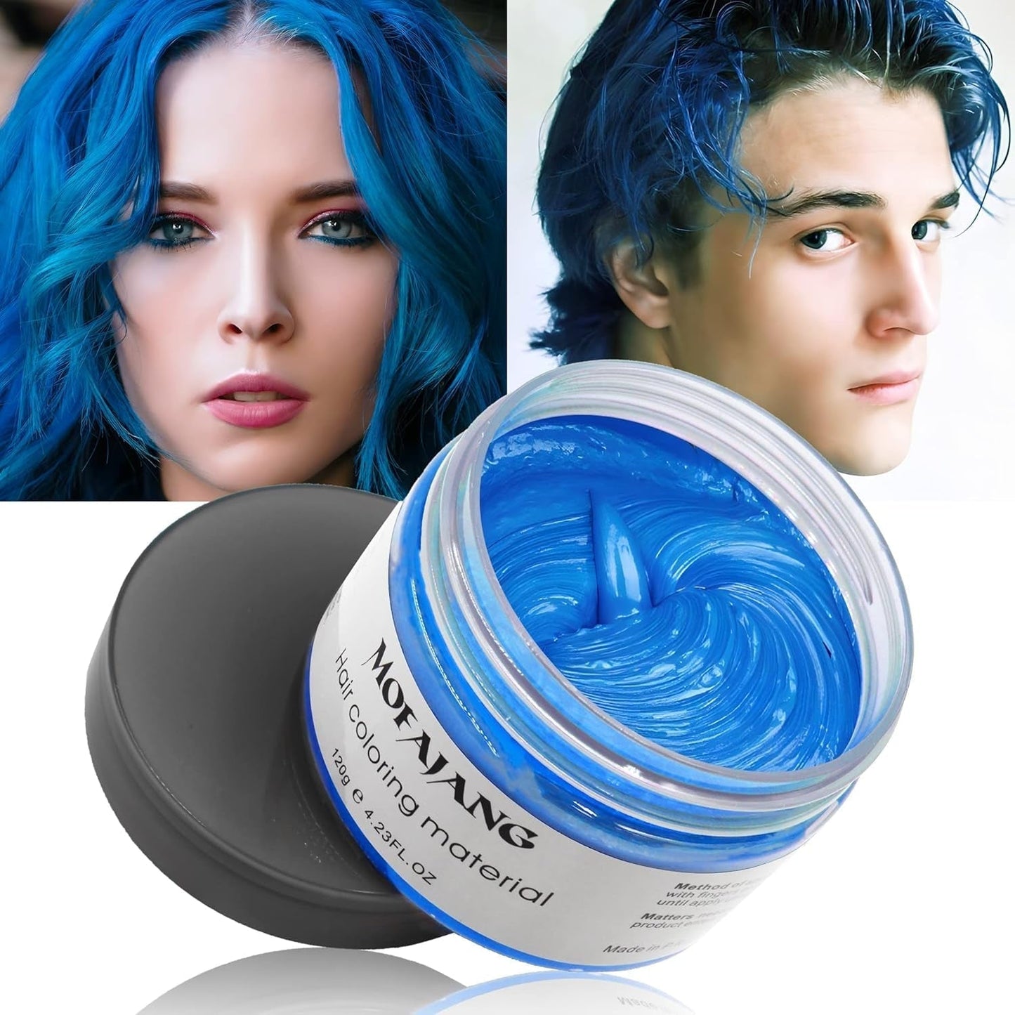 Color de cabello temporal, tono de cabello para peinar para hombres y mujeres, pomada natural para el cabello, cera para teñir el cabello para fiestas, cosplay y Halloween, 4.23 oz (gris plateado) Naty Shop Hair Dye 4 Blue