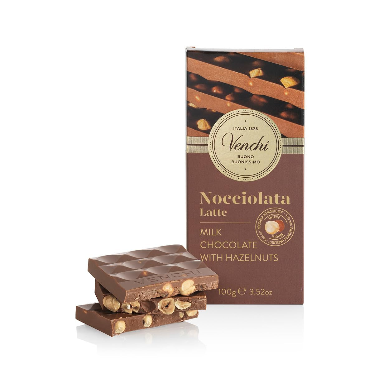 Venchi - Barrita de Avellanas Saladas, Avellanas, Almendras y Pistachos Salados, 95g, con "Avellanas del Piamonte", Sin Gluten, Sin Colorantes Artificiales y Sin Conservantes