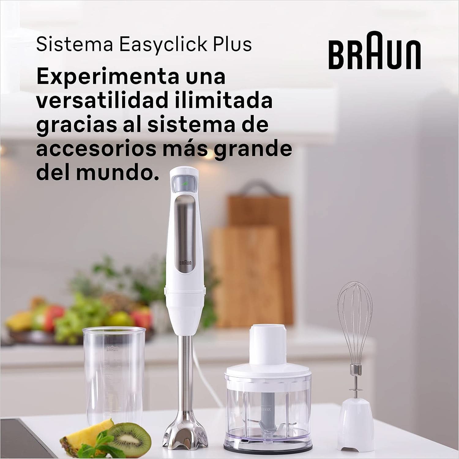 Braun Household Hogar Multiquick 7 Batidora de brazo, Spritzschutz-Technologie, Spülmaschinenfest, Bpa-Freier Kunststoffbecher, MQ7000, 1000 W, Weiß Kitchen Naty Shop