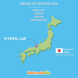 Naturalebio Té Matcha Grado Ceremonial en Polvo Té verde original de Japón. Té verde Matcha de grado ceremonial en polvo elaborado en Uji, Kioto. Ideal para beber, cocinar y tomar café con leche. Caja de 30g.