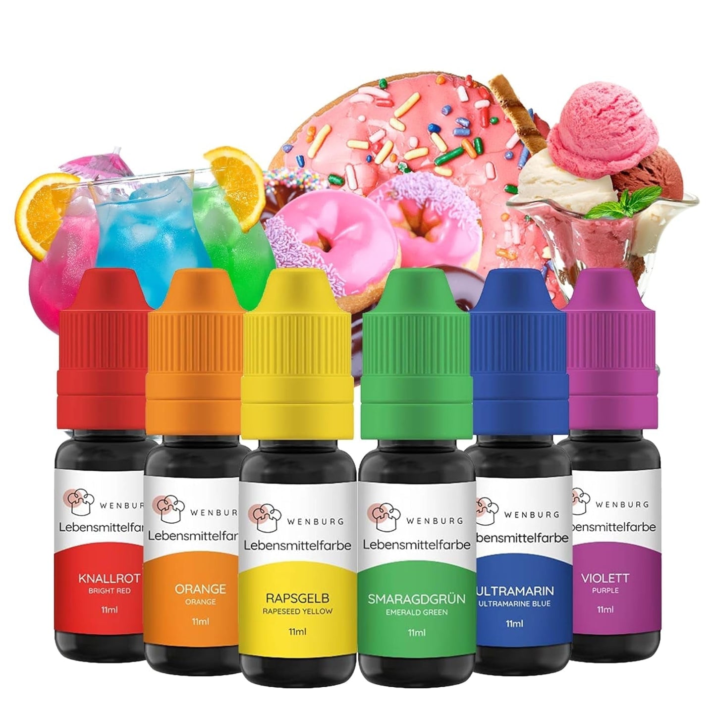 Colorante alimentario Wenburg, purpurina, 11 ml, concentrado, fabricado en la UE, líquido. Para colorear masa, bebidas, sabores, limo - Colorante alimentario con purpurina dorada - Colorante para pasteles dorado - Purpurina dorada