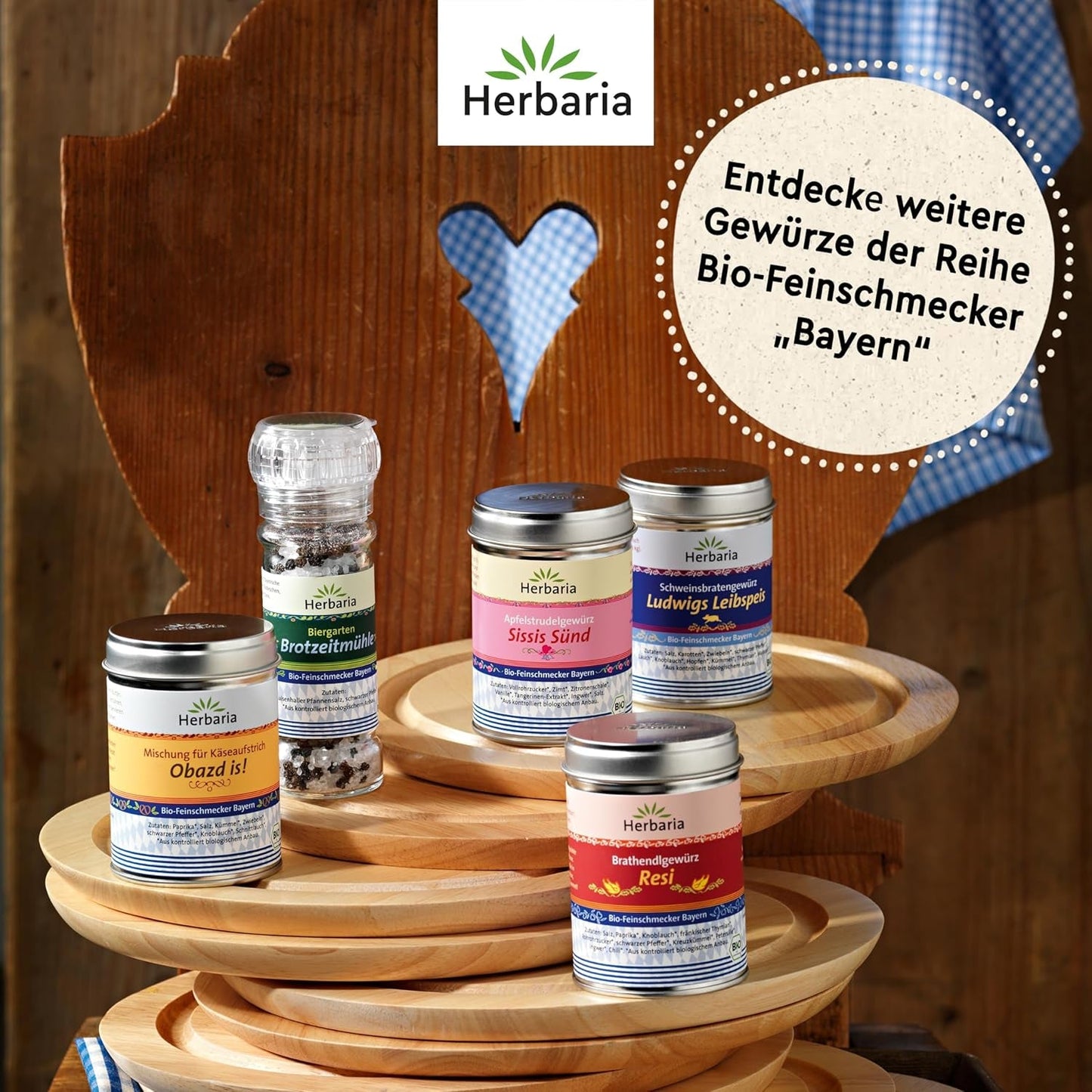 Herbaria Obazd is! bio 90g M-Dose – Bio-Gewürzmischung bayerischen Biergartenklassiker Obazda – für Brotaufstriche, Käsegerichte, Käsefondue – Raclette Gewürz - in nachhaltiger Aromaschutz-Dose