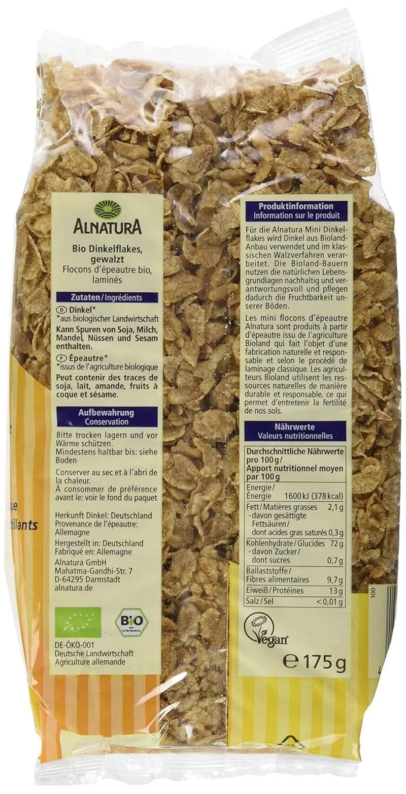 Mini Copos de Espelta - Calidad Ecológica - Sin azúcar, crujientes - Desayuno, 175 gramos Cereales Naty Shop
