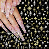 120 piezas de dijes de uñas de estrella dorada y plateada, uñas Y2K de estrella, dijes de uñas de estrella de metal, tamaños mixtos, tornillos para uñas, diseño de uñas de estrella, arte de uñas, dijes de estrellas 3D, decoración de uñas, dijes de uñas, accesorios para uñas
