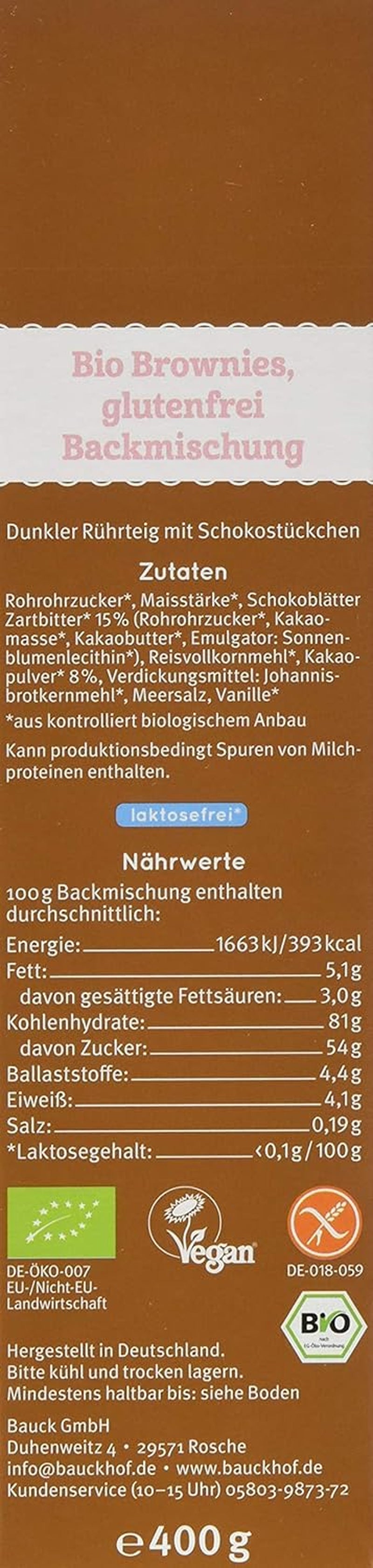 Brownies Sin Gluten, Pack 3Er (3 X 400 G) - Bio Naty Shop