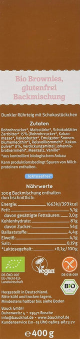 Brownies Sin Gluten, Pack 3Er (3 X 400 G) - Bio Naty Shop