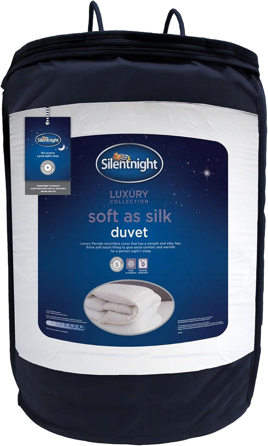Edredón Silentnight Suave como la Seda, 10,5 tog, para cama de matrimonio, blanco, microfibra, blanco, king size Edredones y colchas Naty Shop 40X35X35 Cm 10,5 Tog