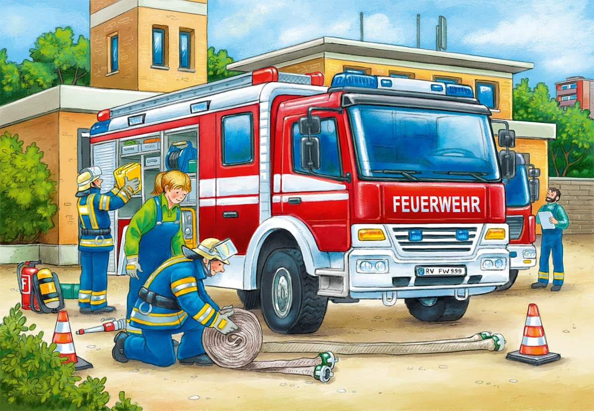 Ravensburger Puzzle para niños - 07574 Policías y bomberos - Puzzle para niños a partir de 3 años, con 2X12 piezas Puzzle Naty Shop