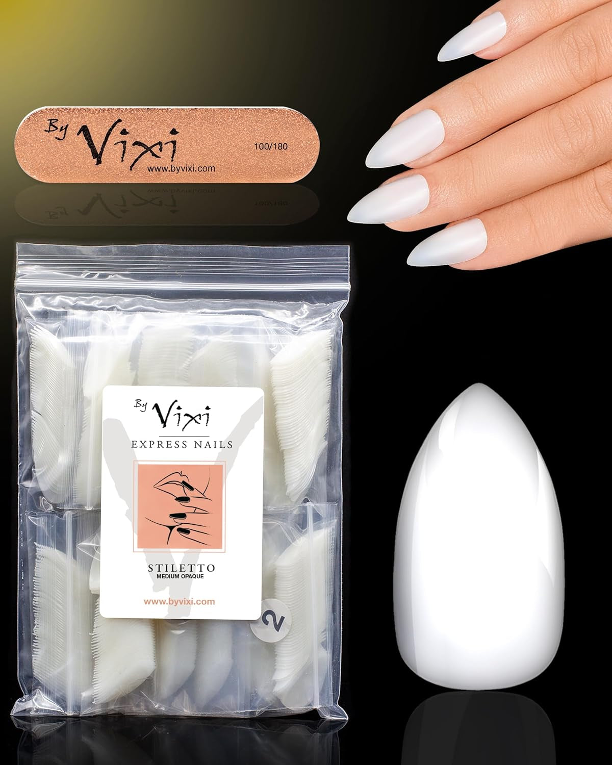 Vixi 600 extensiones de uñas cortas ovaladas con lima de preparación, 10 tamaños, cobertura total, opacas. Para profesionales y uso doméstico.
