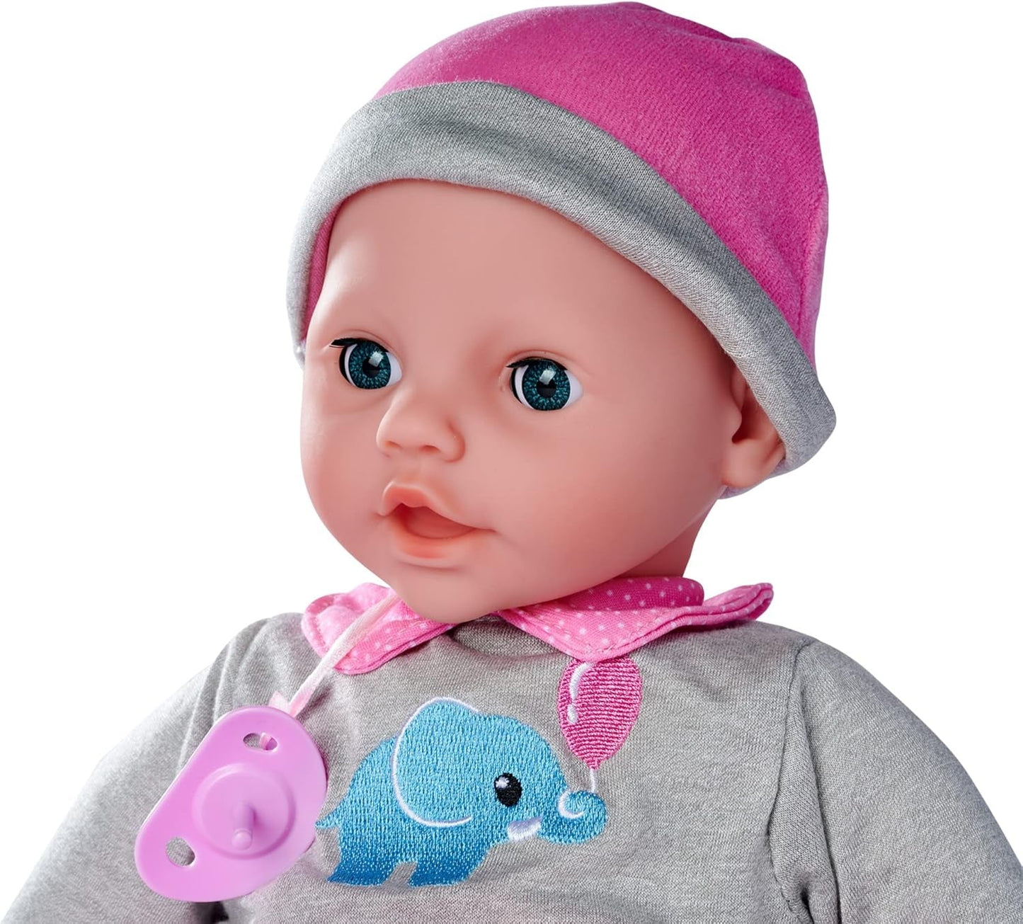 Simba 105140066 - Laura Interactive, muñeca de cuerpo blandito con ojos somnolientos, balbucea al moverlo, bebe del biberón y se duerme, 40 cm, muñeco bebé para niños a partir de 2 años