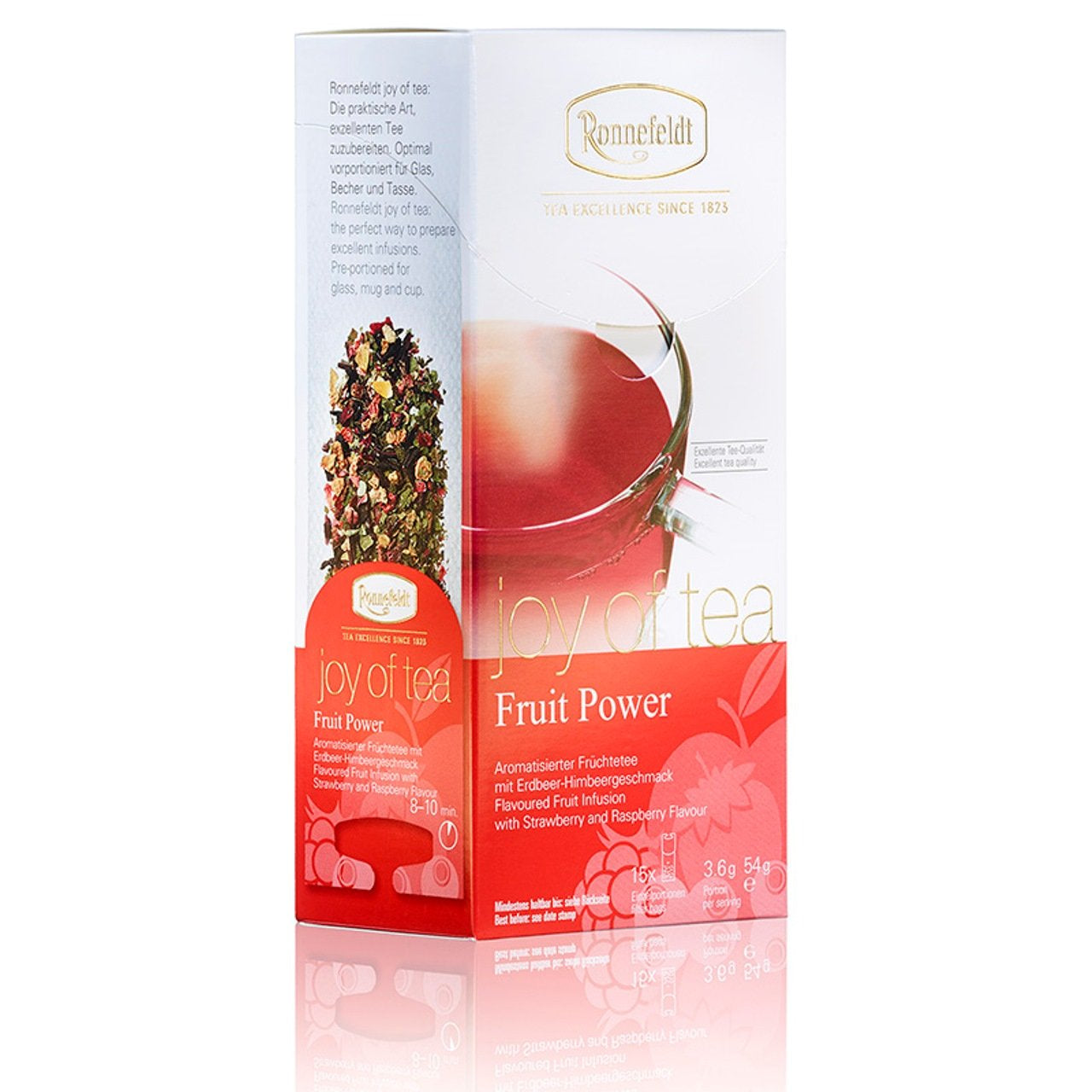 Fruit Power "Joy of Tea" - Té de frutas con sabor a fresa y frambuesa, 15 bolsitas de té, 54 g