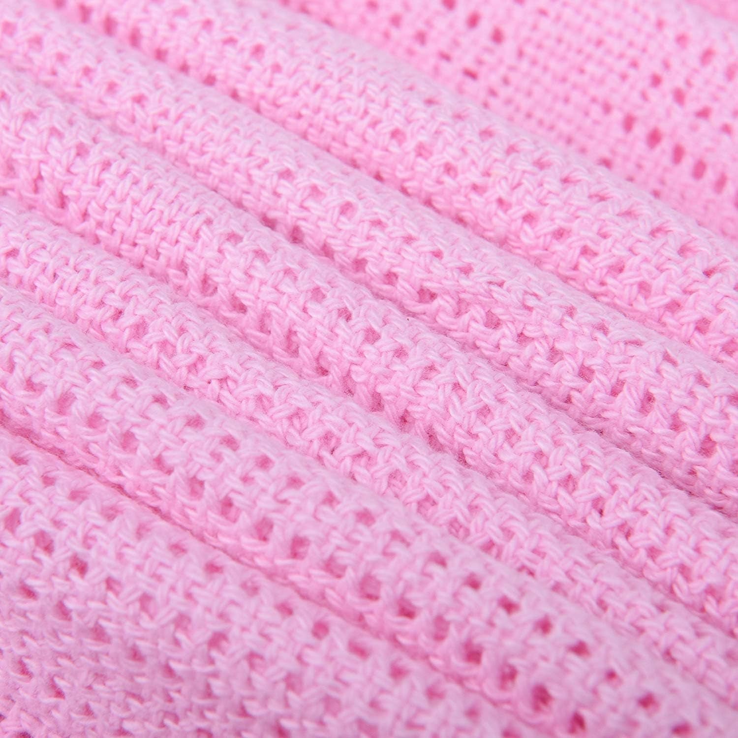 Family Bedding Manta Celular Rosa para Cama Doble, Algodón, Colcha Grande, Reversible, Ligera, Térmica, Suave, Manta Celular Tradicional, 230 X 230 cm Edredones y Edredones Naty Shop