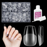 Uñas postizas cortas bailarina 500 Uds pegamento en 12 tamaños uñas artificiales Gel suave corto cobertura completa puntas de uñas para uñas de Gel cortas S