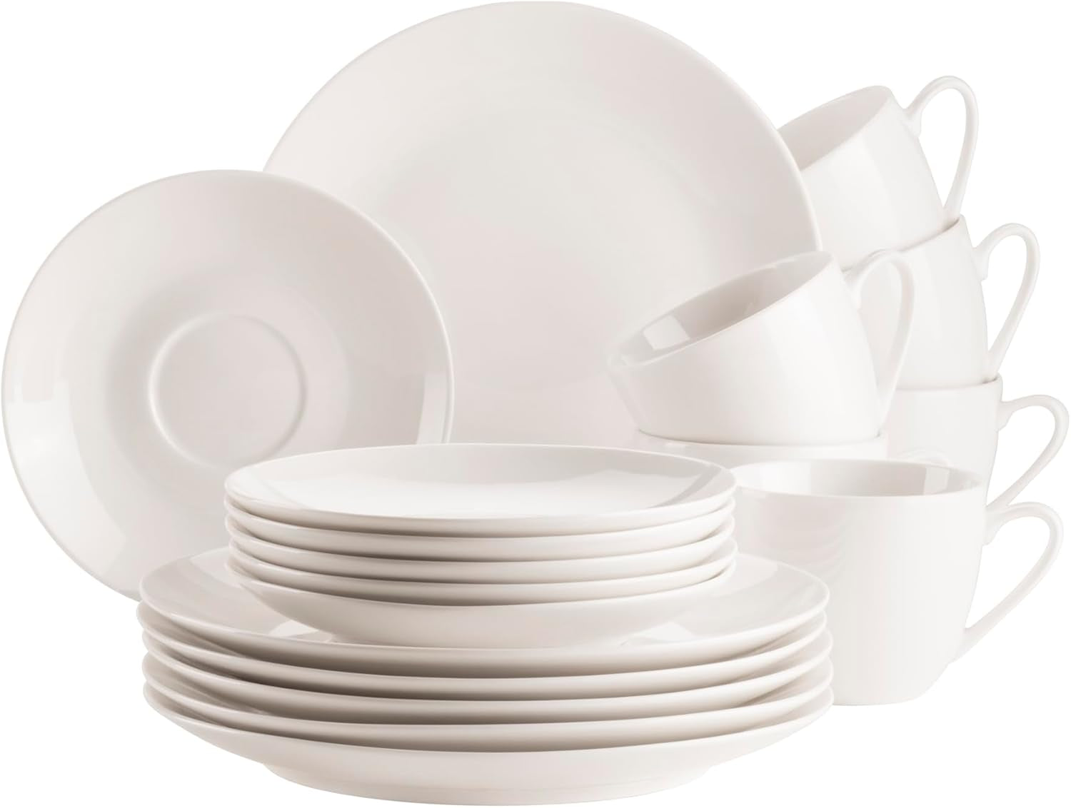 MÄSER 934105 Serie Belmira, Juego de Café Clásico para 6, Juego de Café de 18 Piezas, Atemporal, Elegante, Delicado, Porcelana, Blanco