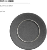 MÄSER Serie Unico, Vajilla para 2, Atemporal, Elegante, Servicio de Mesa de Cerámica de 8 Piezas, Gres, Antracita