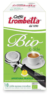 Caffè Trombetta ESE Kaffeepads, Italien Kaffee, Richhaltiges Aroma und samtiger Gesmack Biologisch - 1 paquete de 18 Kaffeepads