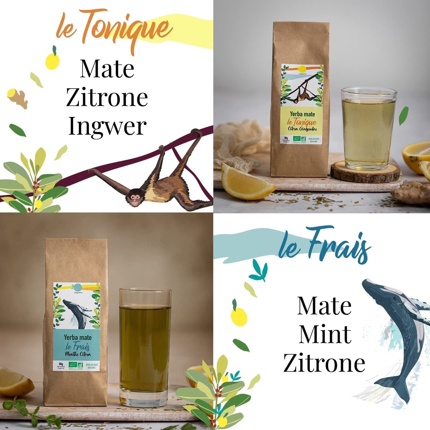 ORIGEENS SET REGALO TÉ BIO MATE X4 I Yerba Mate Bio 4X80G I Set té Yerba Mate, idea regalo