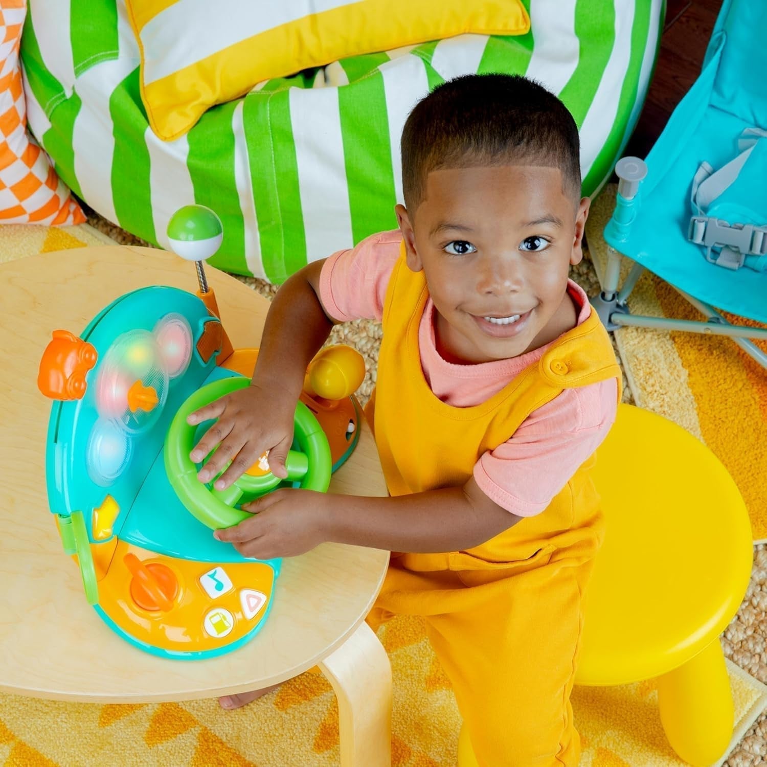 Bright Starts, volante de juguete, Lights & Colors Driver, con música, ruidos de auto, intermitentes, palanca de cambios y más Bebe Naty Shop Toys