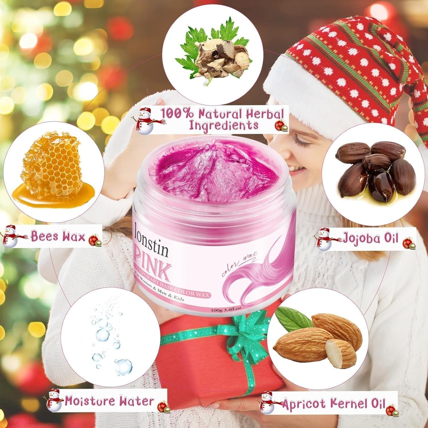 Tinte para el cabello temporal rosa lavable Cera para el cabello temporal Color Peinado natural Pomada Tinte para el cabello lavable para hombres Mujeres Fiesta Cosplay Halloween Navidad Tinte para el cabello Naty Shop
