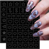 6 hojas de pegatinas de uñas con plantilla de aerógrafo, mariposa, llama, estrellas, corazón, estrellas, pegatinas de uñas, herramienta de plantilla de impresión, pegatinas autoadhesivas para mujeres, pegatinas de diseño de arte de uñas