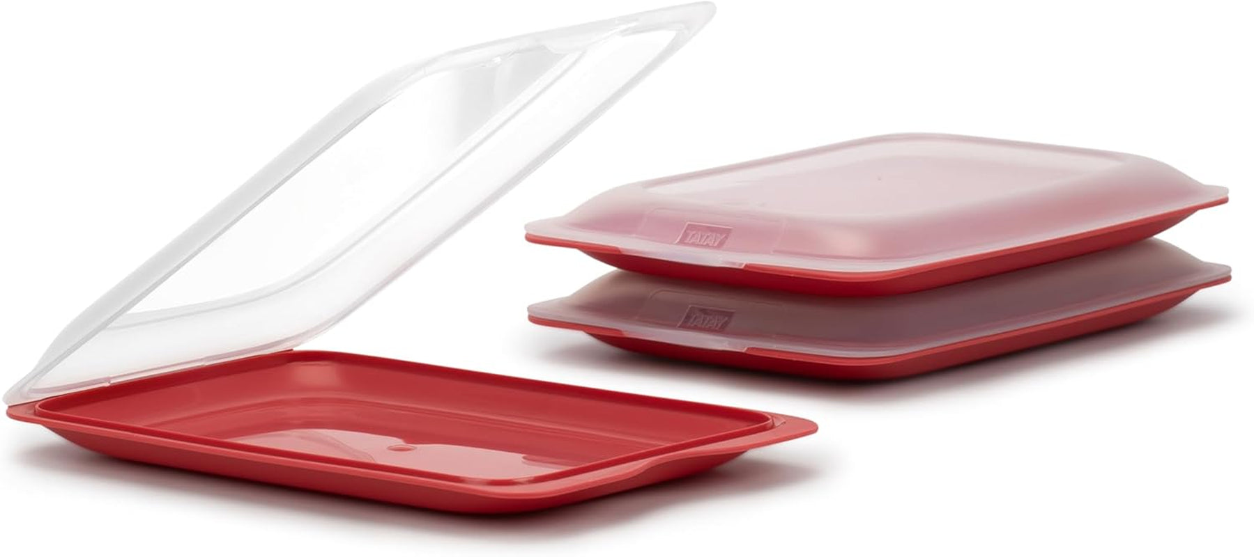 TATAY Fresh Slicer Box Juego de 4, sin BPA, reutilizable, apilable, apto para lavavajillas y MWO, colores aleatorios. Medidas 17cm x 3,2cm x 25,2cm Cajas de almacenamiento de alimentos Naty Shop Set 3 - Arándano