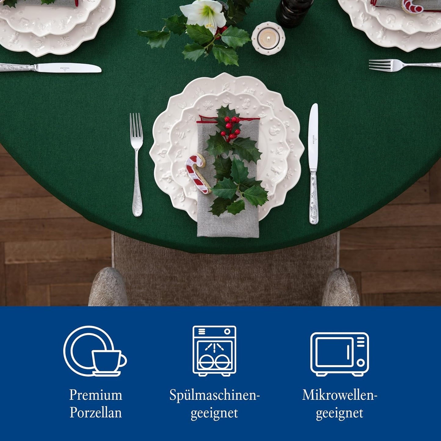Villeroy & Boch Toy's Delight Royal Classic Vajilla de 8 piezas, Apta para lavavajillas y microondas, Blanco, Platos, Vajilla para 4 personas, Vajilla navideña, Juguetes, Porcelana Premium