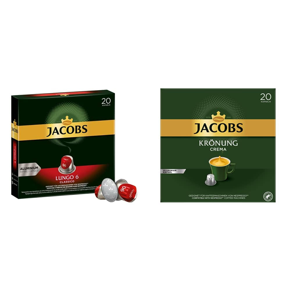 Kaffeekapseln Lungo Classico, Intensität 6 von 12, 10 x 20 Getränke & Kaffeekapseln Krönung Crema, 200 Kapseln compatibles con Nespresso, paquete de 10, 10 x 20 Getränke, 1040 g