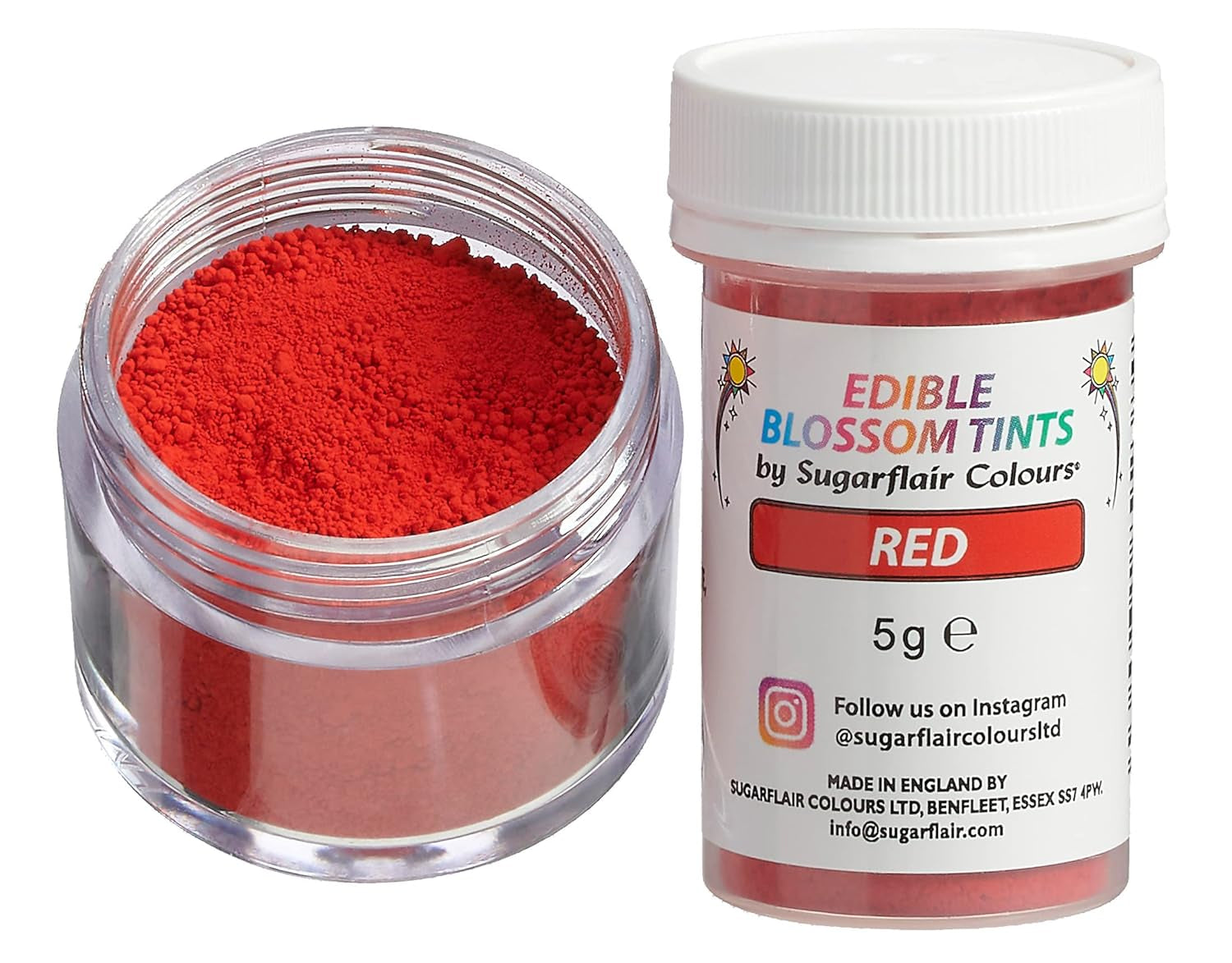 Sugarflair Blossom Tint Dust Red - Colorante alimentario en polvo para decoración de pasteles, fondant, glaseado, chocolate, crema de mantequilla, macarrones y más - 5G