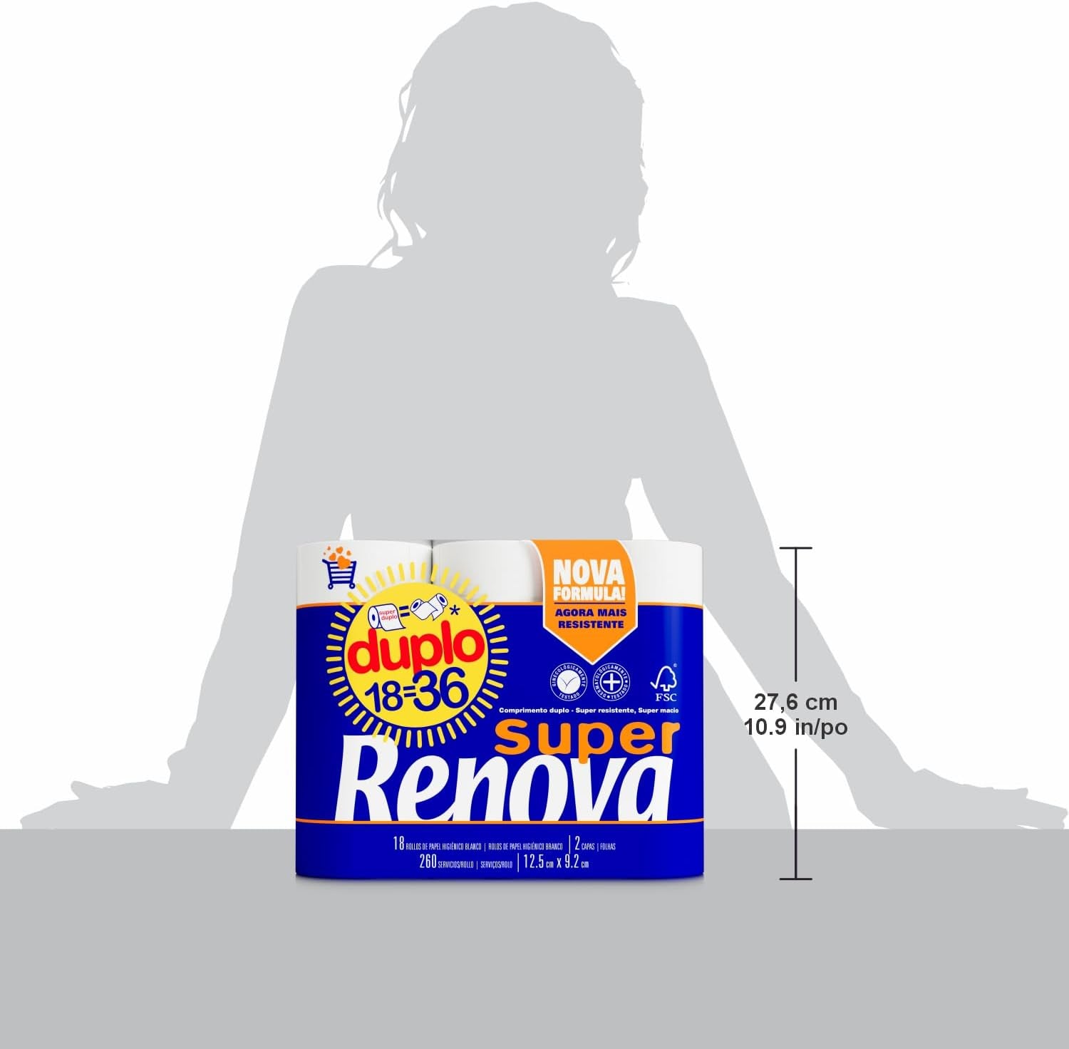 Papel higiénico doble Renova, 18 rollos