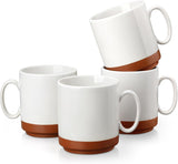 Juego de tazas de café MALACASA, juego de tazas de gres de 350ml para 4 personas, tazas de café modernas para té, zumo, café con leche, capuchino, chocolate caliente. Apto para lavavajillas y microondas, serie TARA, blanco caqui