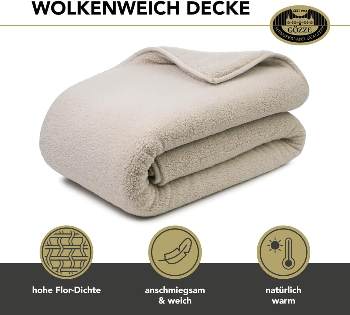 Gözze - Suave manta de peluche Nube, imitación piel de oveja, 100% poliéster (microfibra), 150 X 200 Cm - Camel Edredones y edredones Naty Shop