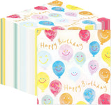 Servilletas de papel con cara sonriente de feliz cumpleaños de alta calidad Servilletas de globos para catering de fiestas Servilletas desechables ecológicas compostables duraderas reciclables