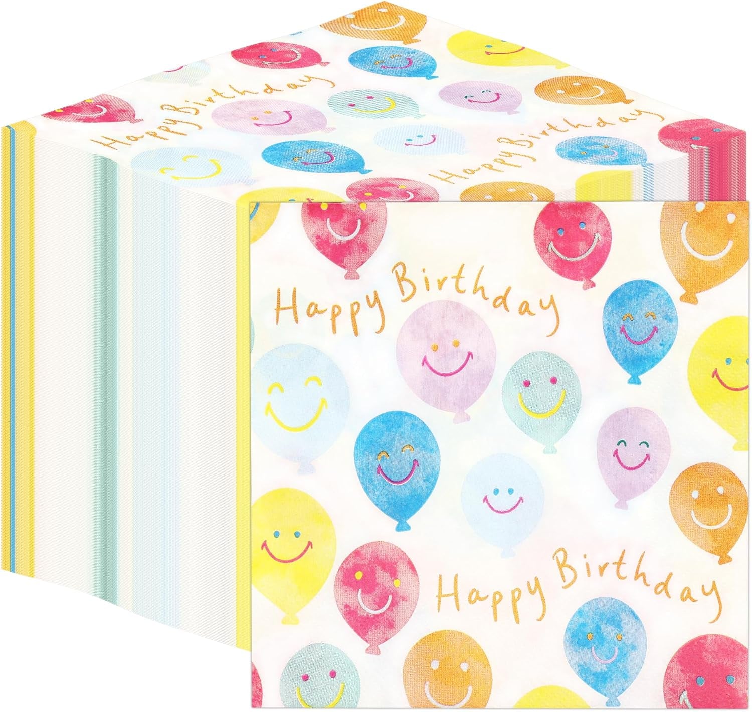 Servilletas de papel con cara sonriente de feliz cumpleaños de alta calidad Servilletas de globos para catering de fiestas Servilletas desechables ecológicas compostables duraderas reciclables