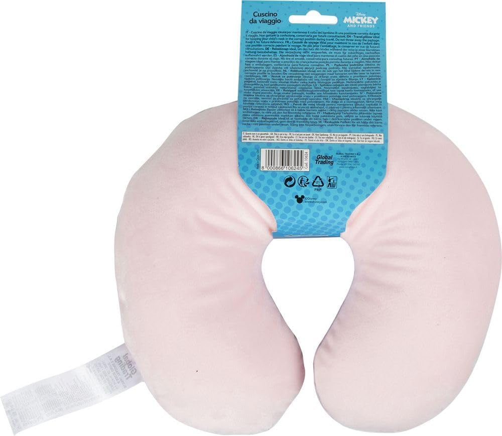 Tataway en Viaggio SI crece - Almohada de viaje Disney Minnie Mouse | Material suave y aterciopelado | Lavable a mano 30° | Relleno de microperlas | Silla infantil a partir de 3 años, Rosa, talla única, terciopelo Cojines de viaje Naty Shop