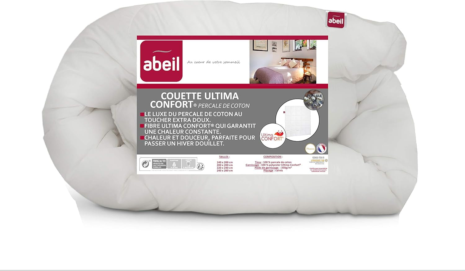 Abeil Edredón Premium Ultima Comfort Algodón Percal, 200 X 200 Cm Edredones y colchas Naty Shop 200 X 200 Cm