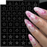 6 hojas de pegatinas de uñas con plantilla de aerógrafo, mariposa, llama, estrellas, corazón, estrellas, pegatinas de uñas, herramienta de plantilla de impresión, pegatinas autoadhesivas para mujeres, pegatinas de diseño de arte de uñas