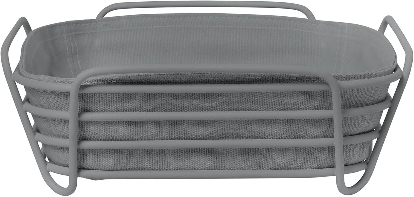 Blomus -DELARA- panera talla L, cuadrada, bolsa de tela extraíble, diseño elegante, 26 x 26 cm, color Rayo de luna (64075) Cajas para guardar alimentos Naty Shop Piel de tiburón Talla única