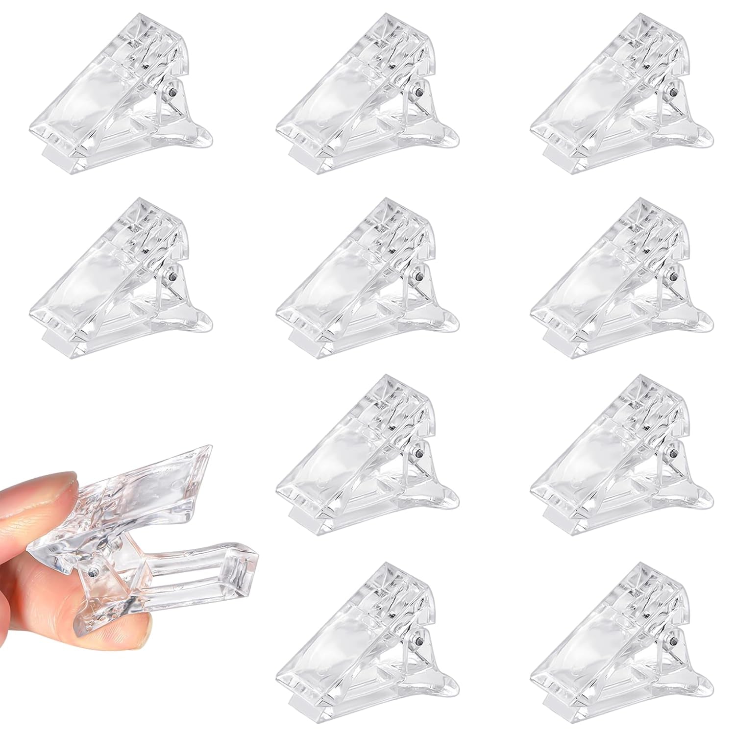 Clips para uñas, Clips para manicura, Clips para uñas transparentes, Clips de poligel transparentes, extensiones de uñas de construcción rápida, asistente de gel, 10 unidades