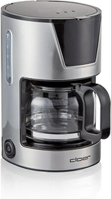 Cloer Cafetera espresso con filtro de 6 tazas, Función suave para mantener caliente, Jarra de vidrio, Cuchara medidora, Indicador de nivel de agua, Sistema antigoteo, Apagado automático, Tamaño del filtro 1x2, 550W, Acero inoxidable