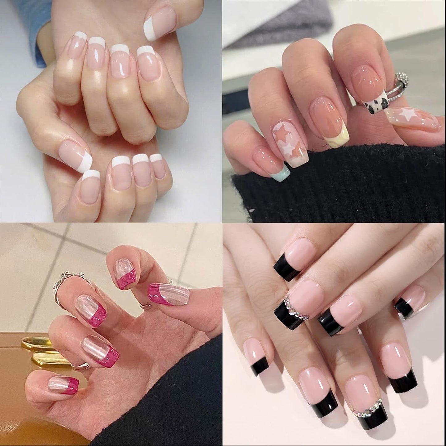 600 Uds. Puntas de uñas postizas ovaladas, 12 tamaños, puntas de uñas cortas, media cubierta francesa, puntas de uñas postizas para salón de uñas DIY transparente