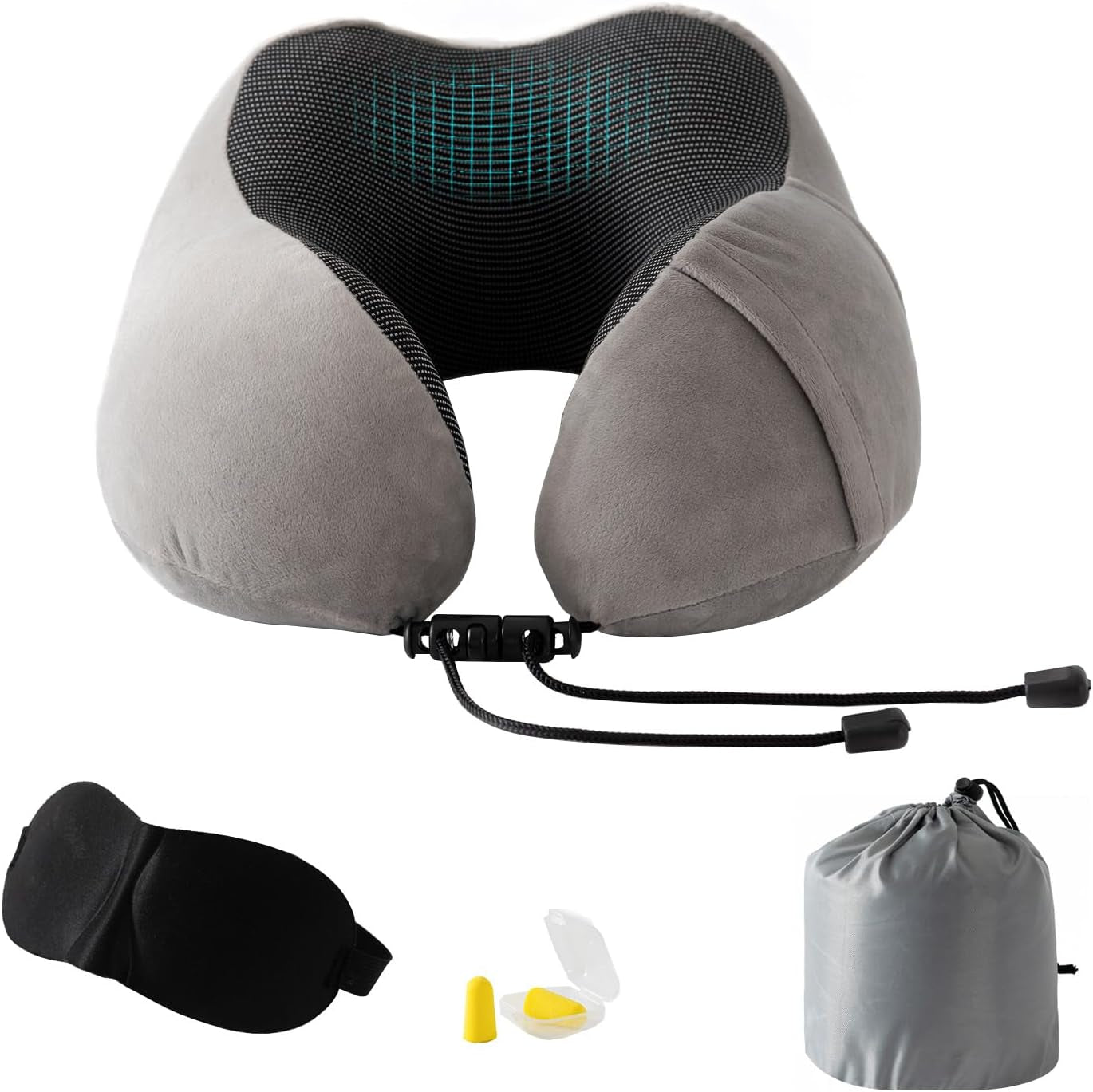 Good Nite Almohada para el cuello Almohada para el cuello de avión Almohada de viaje Almohada para el cuello para adultos Almohada para el hogar Almohada para la cabeza Espuma viscoelástica ergonómica Lavable con espalda estrecha Almohadas de viaje grises ajustables Título predeterminado de la tienda Naty