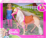 Muñeca Barbie y caballo de juguete, accesorios para montar, incluye 1 muñeca y 1 caballo, adecuado como regalo para niños a partir de 3 años, FXH13
