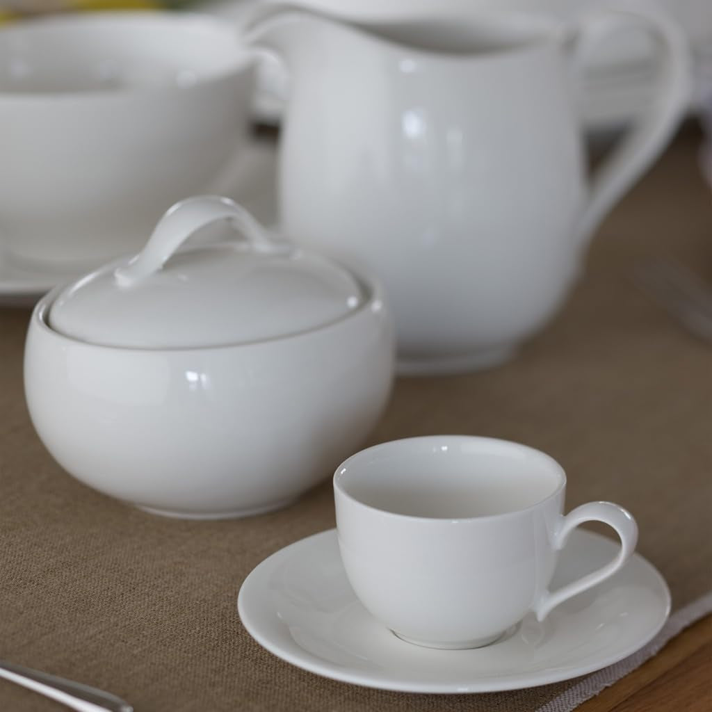 Villeroy & Boch New Cottage Basic Sugar Bowl, 450 ml, altura: 6,5 cm, porcelana premium, blanca