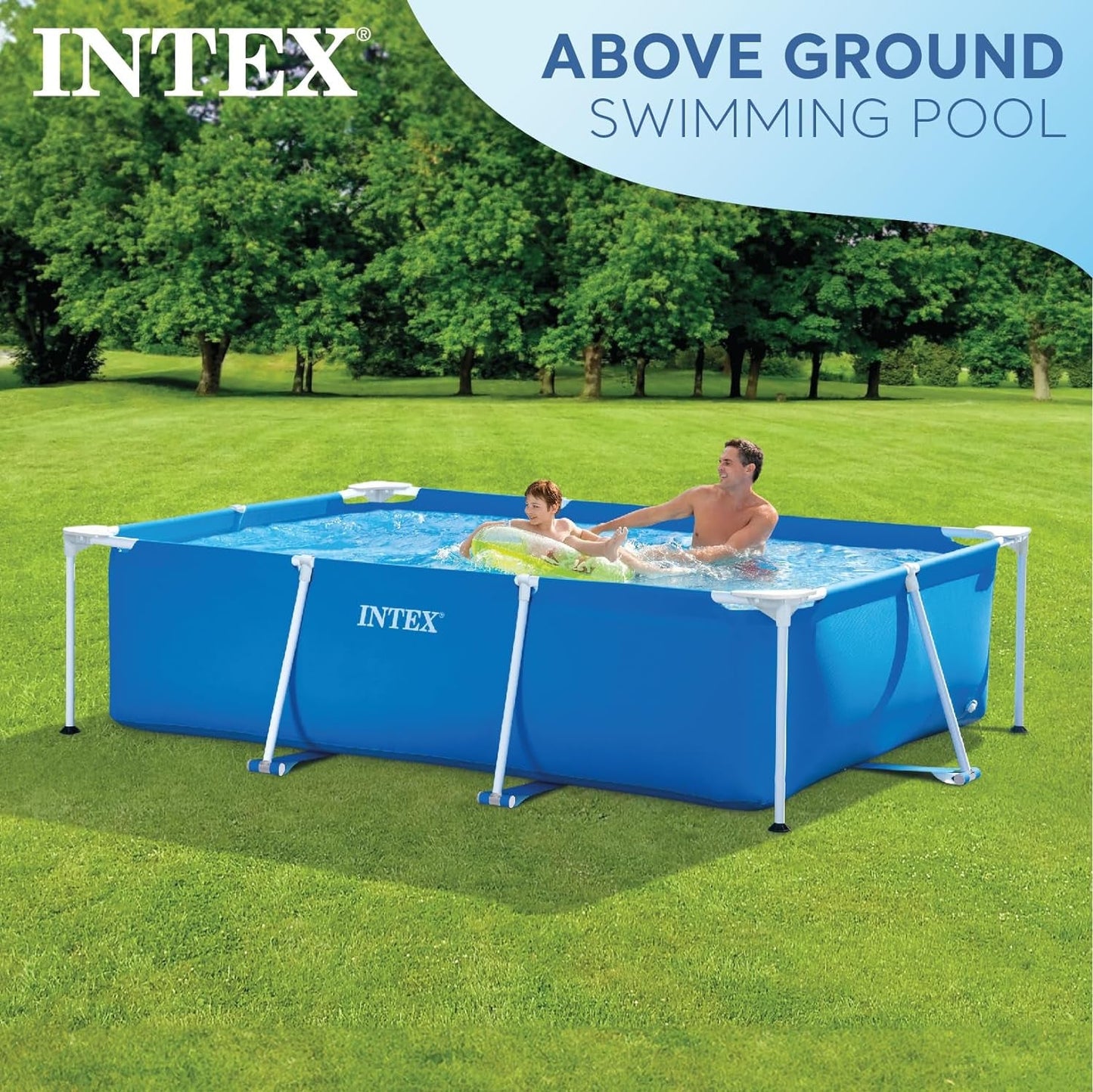 Intex 28271NP - Piscina elevada rectangular con estructura, 2282 L, acero y PVC, azul, 260x160x65 cm