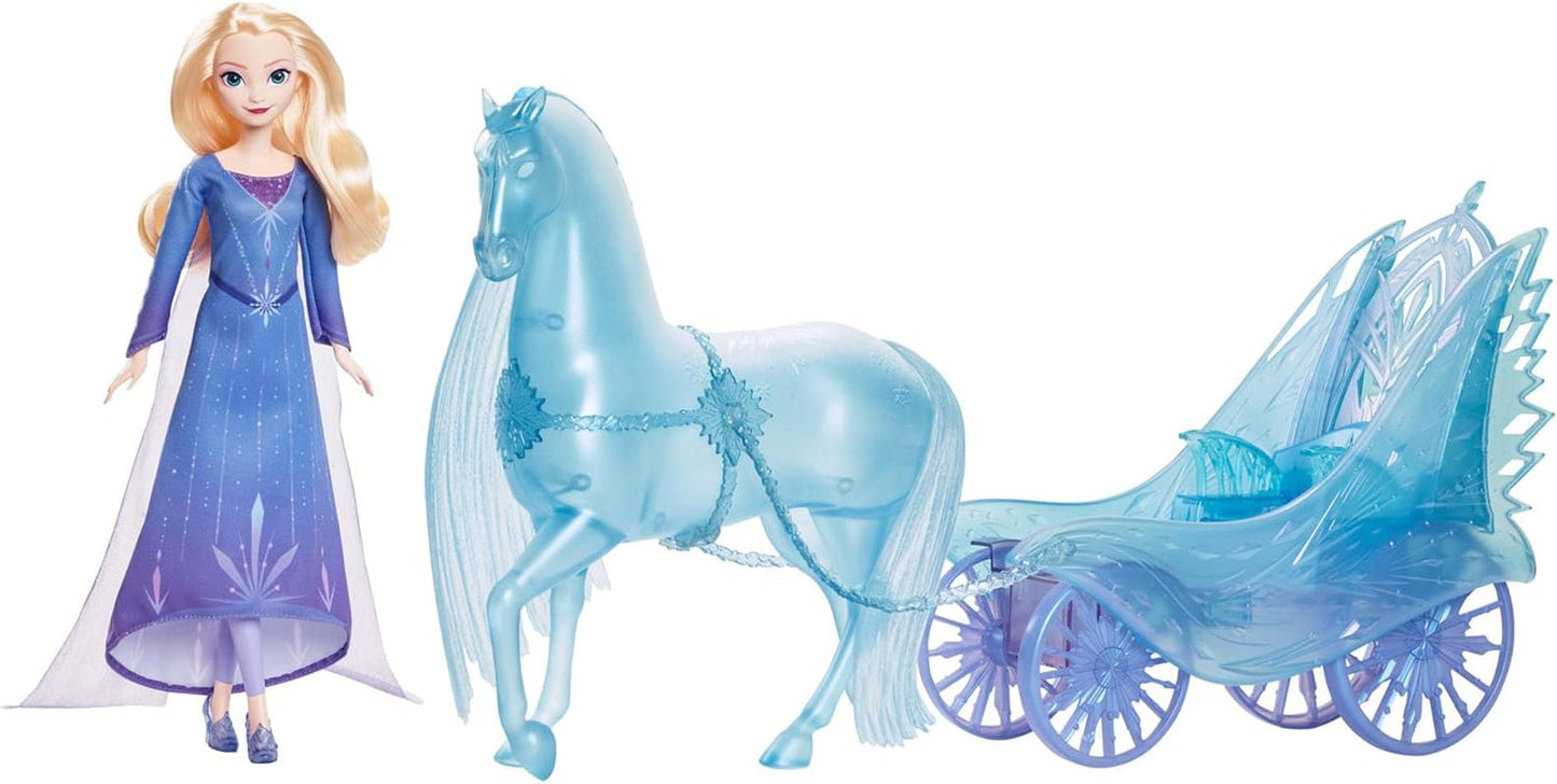 Mattel Muñeca Disney La Reina De Hielo Elsa, Muñeca La Reina De Hielo Pelo Rubio Peinado, Muebles, Zapatos Desenfundables, Regalos Disney, Juguetes A Partir De 3 Años, HLW47 Naty Shop Muñecas Elsa Y Nokk Cochecito Aventura