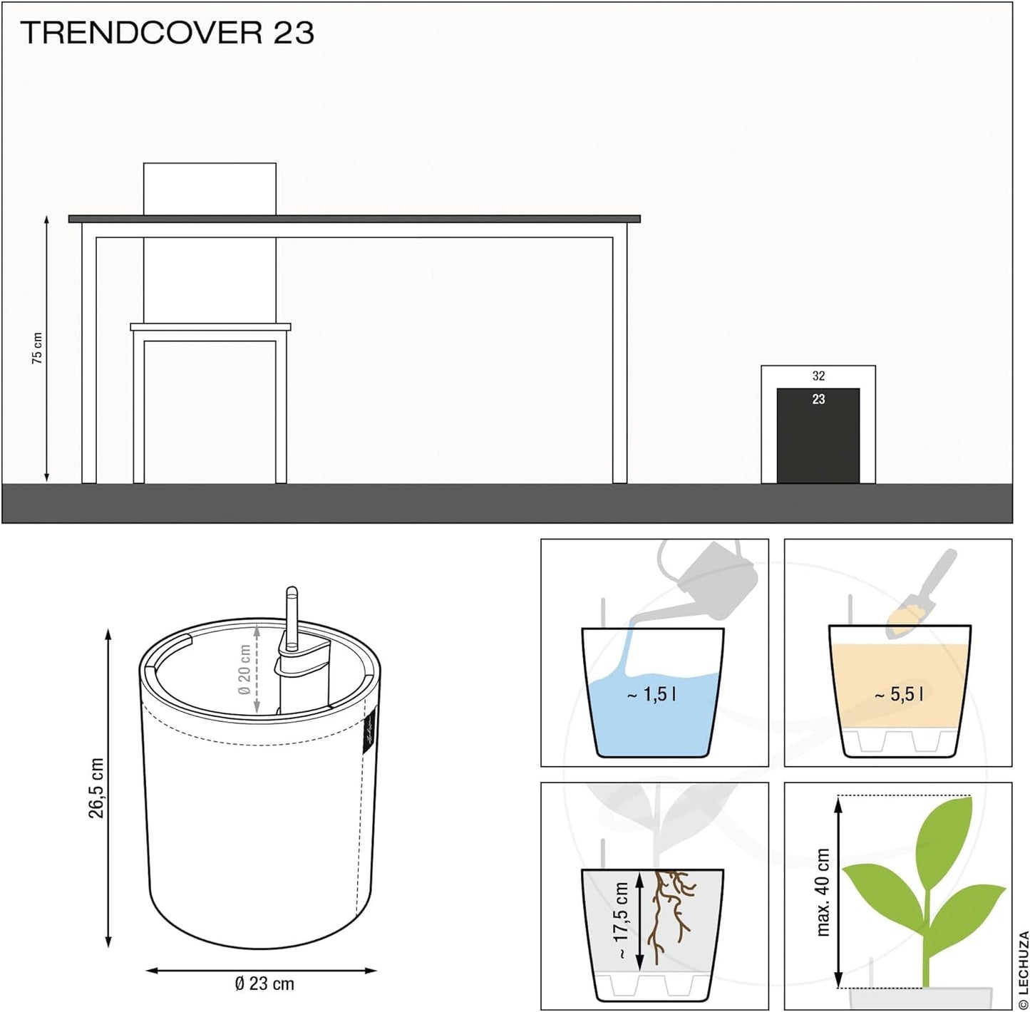 LECHUZA TRENDCOVER 23 Corcho oscuro natural 14181