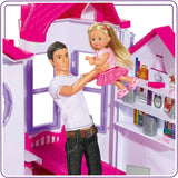 Simba 104661996 - Steffi Love Dreamhouse, Casa de Juegos Grande, 4 Habitaciones, SIN TÍTERES, 84 cm de Alto, Dos Niveles, Campana Funcional, Casas de Muñecas Plegables Naty Shop